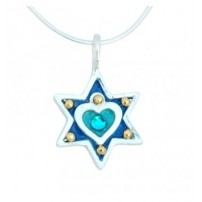 Small Heart Star of David Necklace